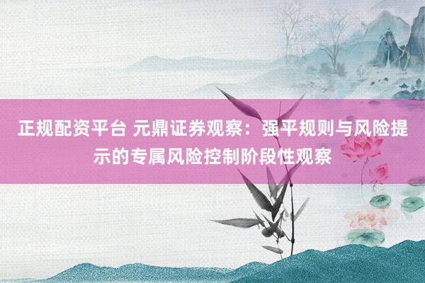 正规配资平台 元鼎证券观察：强平规则与风险提示的专属风险控制阶段性观察