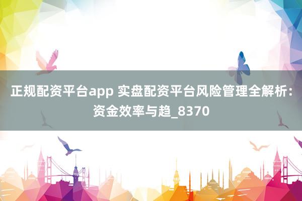 正规配资平台app 实盘配资平台风险管理全解析：资金效率与趋_8370
