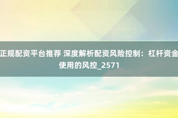 正规配资平台推荐 深度解析配资风险控制：杠杆资金使用的风控_2571